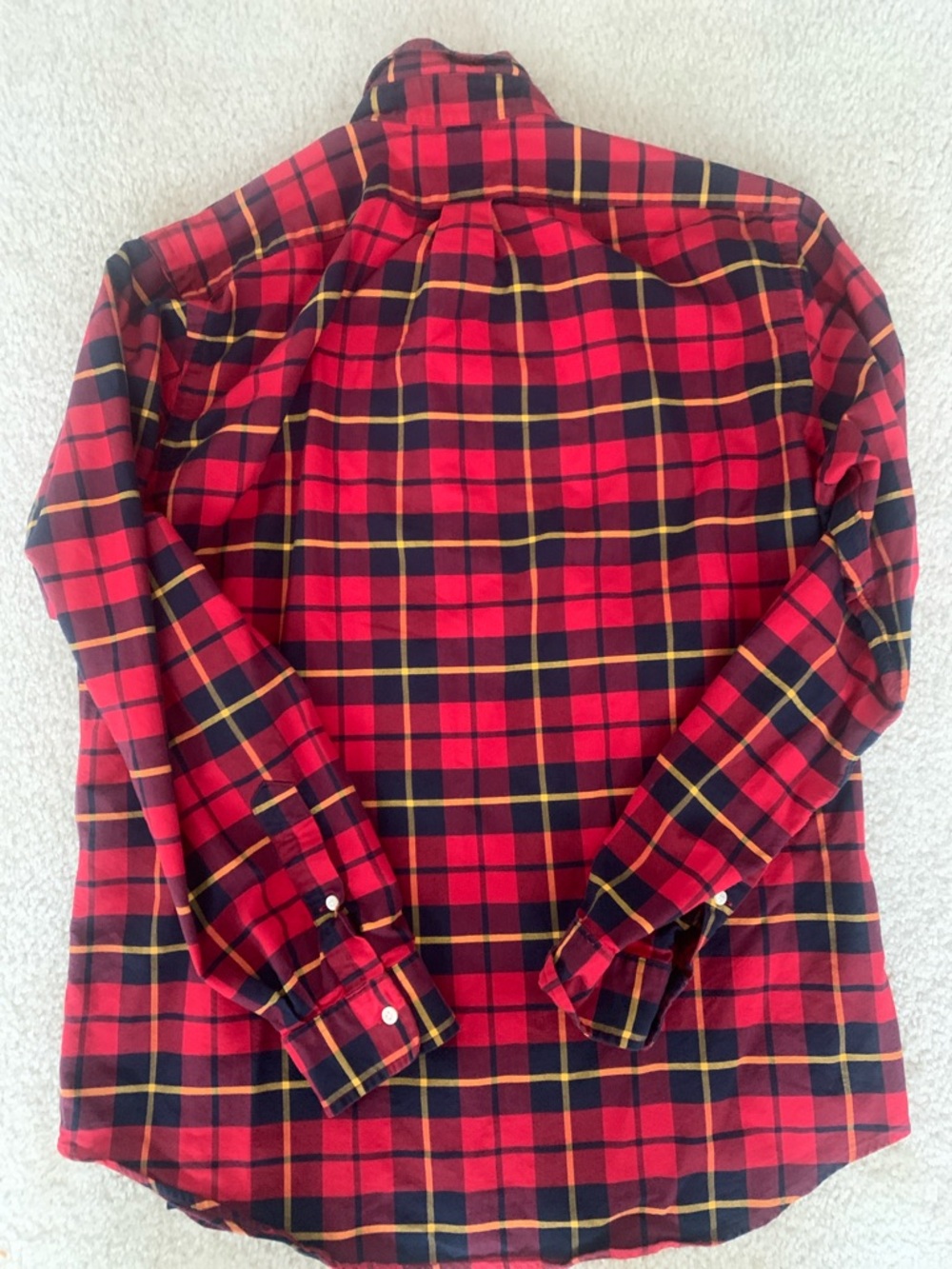 Men's Red Plaid Button-Up Shirt - Picture 8 of 9